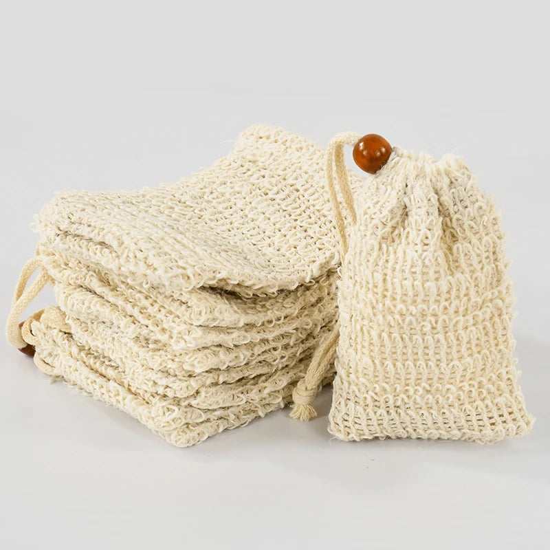 Natural Sisal Soap Saver Bags – Exfoliating Mesh Pouches 5/10 Pcs Soap Saver Bag Babs