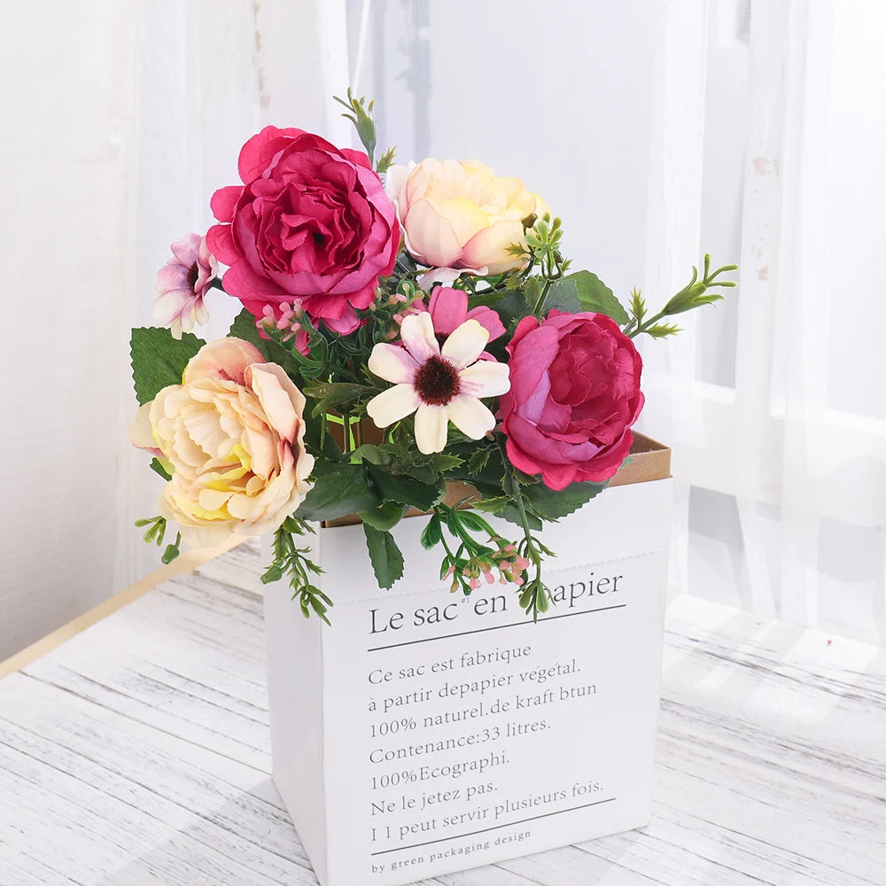 Silk Peony Artificial Flowers – Wedding & Home Garden Decor Artificial Silk Flowers Babs Red