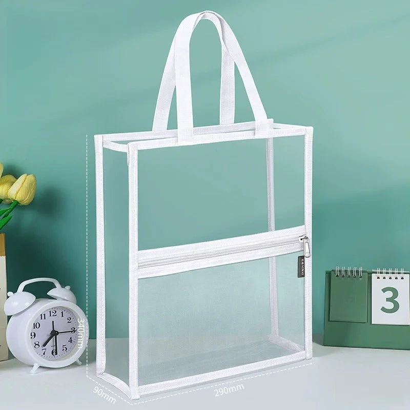 Transparent A4 File Bag – Waterproof Zipper Document Organizer Document Organizer Bag Babs White