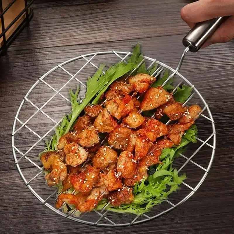 Stainless Steel Round Wire Roasting Rack with Handle | BBQ & Camp Wire Roasting Rack Babs