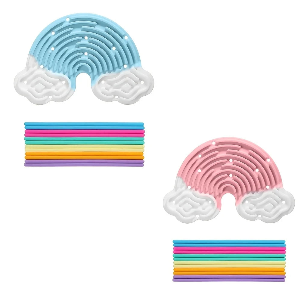 Rainbow Cloud Double-Sided Silicone Busy Board for Kids Sensory Busy Board Babs