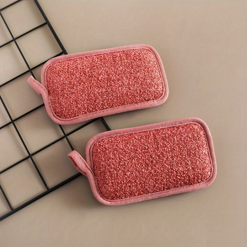 Non-Scratch Microfiber Scrub Sponges for Kitchen & Home Kitchen Scrub Sponge Babs Red-2Pcs
