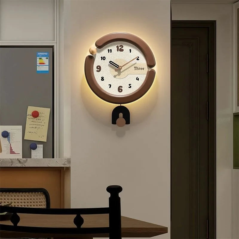 Modern Luxury Luminous Silent Wall Clock – Wooden Home Décor Wall Clock Babs