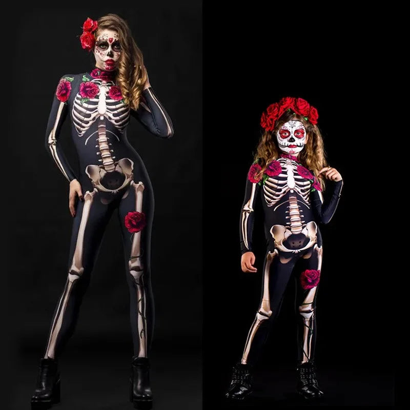 Rose Skeleton Halloween Costume – Adult & Kids Jumpsuit Halloween Costume Babs