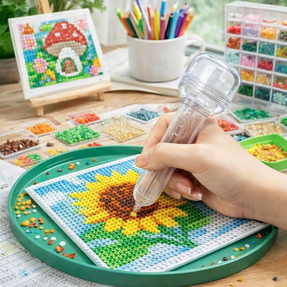 Press Bead Pen for 3D Pixel Puzzle – Anti-Slip with Containers Bead Craft Tool Babs