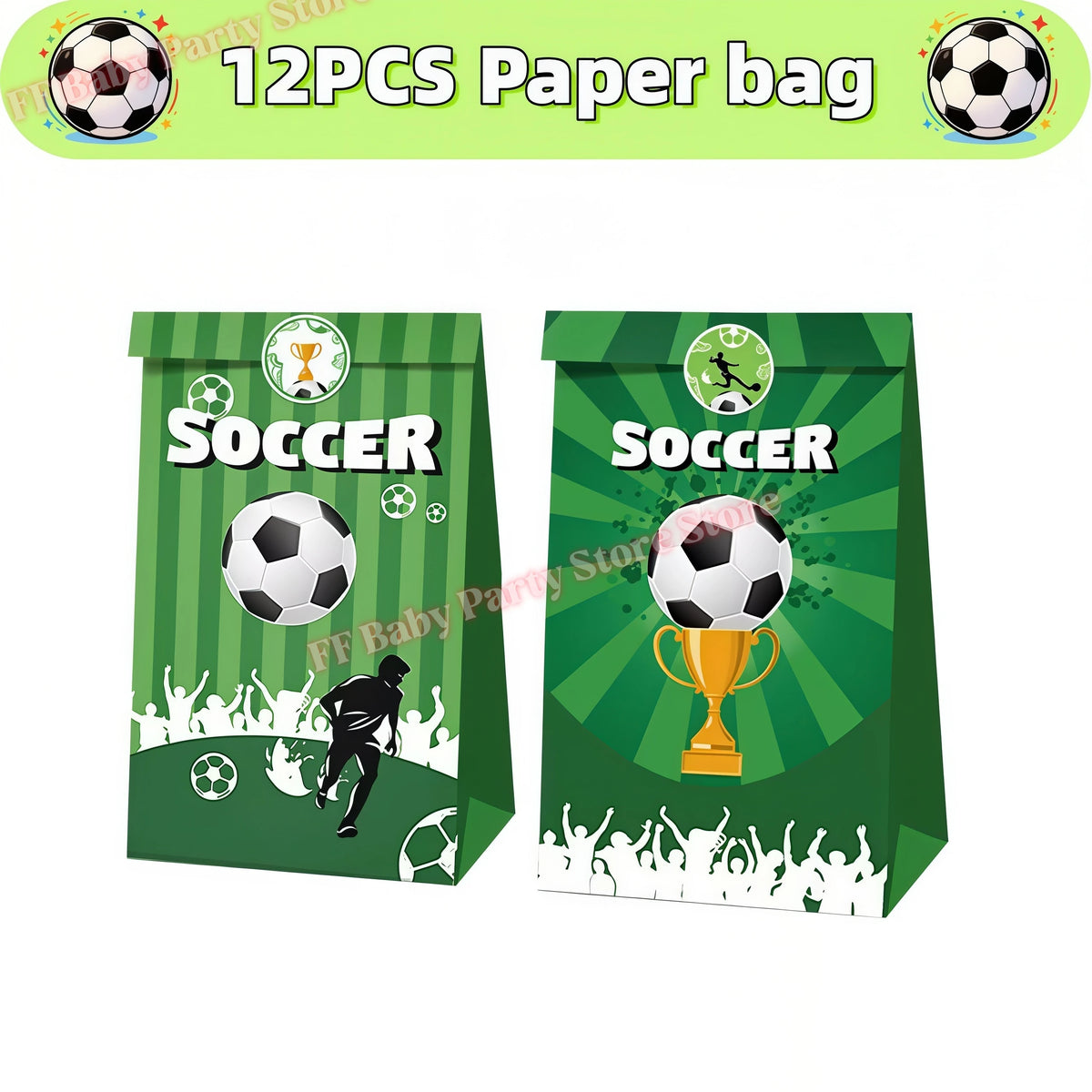 Soccer Football Birthday Party Decorations – Balloons, Plates & Cups Party Decoration Kit Babs 12pcs Paper bag