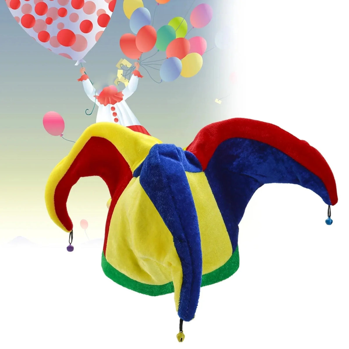 3D Multicolor Clown Hat | Halloween Costume & Stage Accessory Costume Hat Babs Red One Size