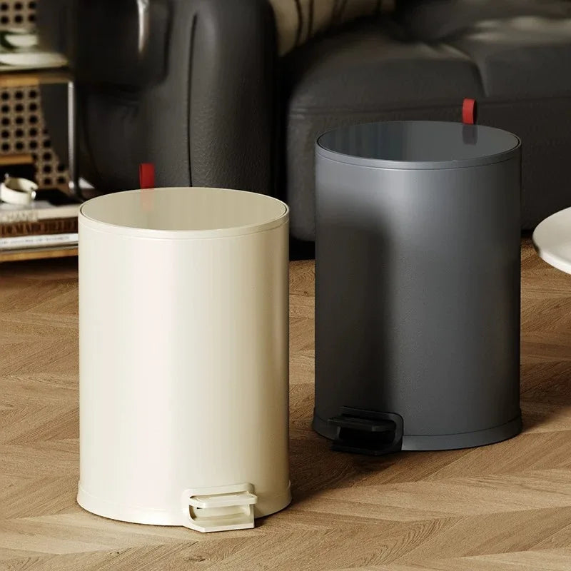 Stainless Steel Pedal Trash Can – 8L Round Kitchen Dustbin Pedal Trash Can Babs