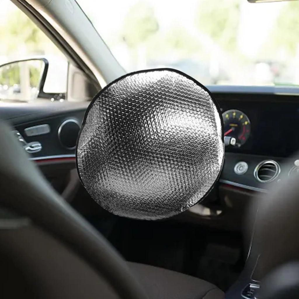 Foldable Aluminum Foil Steering Wheel Sun Shade Cover | UV Shield Steering Wheel Sun Shade Babs