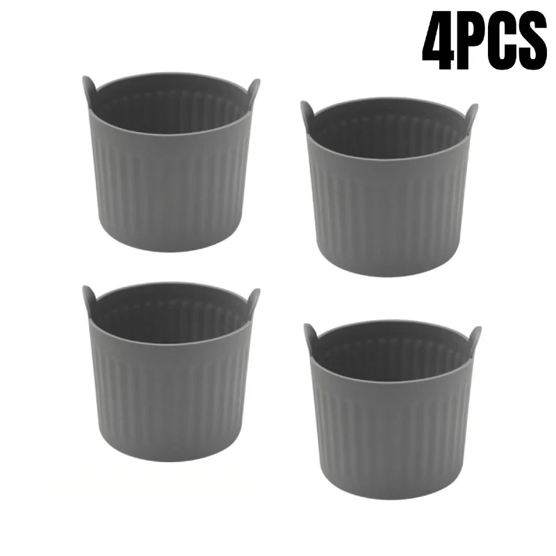 4-Pack Silicone Air Fryer Baking Cups & Nonstick Muffin Molds Silicone Baking Molds Babs Grey 4PCS