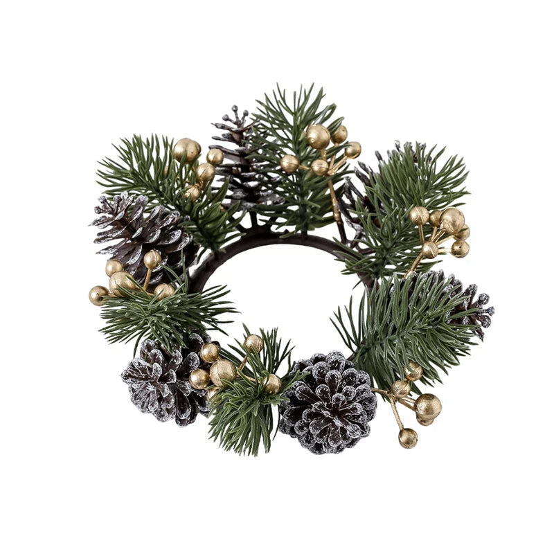 Christmas Candle Ring – Pine, Pinecone & Berry Wreath Décor Christmas Candle Ring Babs Golden