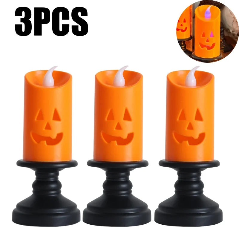 Pumpkin Flameless LED Candle Light – Halloween Party Decor Flameless LED Candle Babs 3PCS