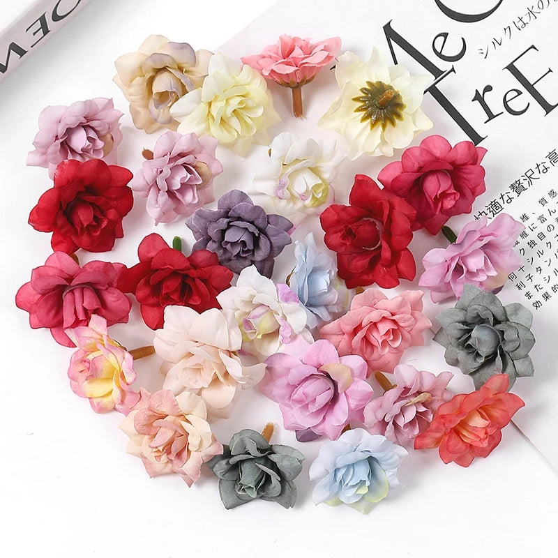 10Pcs Silk Artificial Rose Heads 4cm | Wedding & Home Decor Artificial Silk Flowers Babs