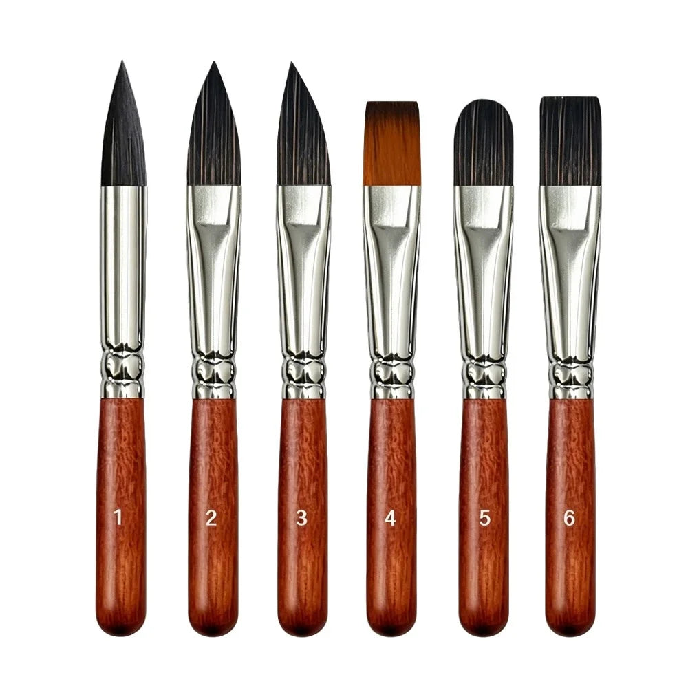6-Piece Mini Watercolor Pen Set – Portable Wood Handle Sketch Pens Watercolor Pen Set Babs Brown