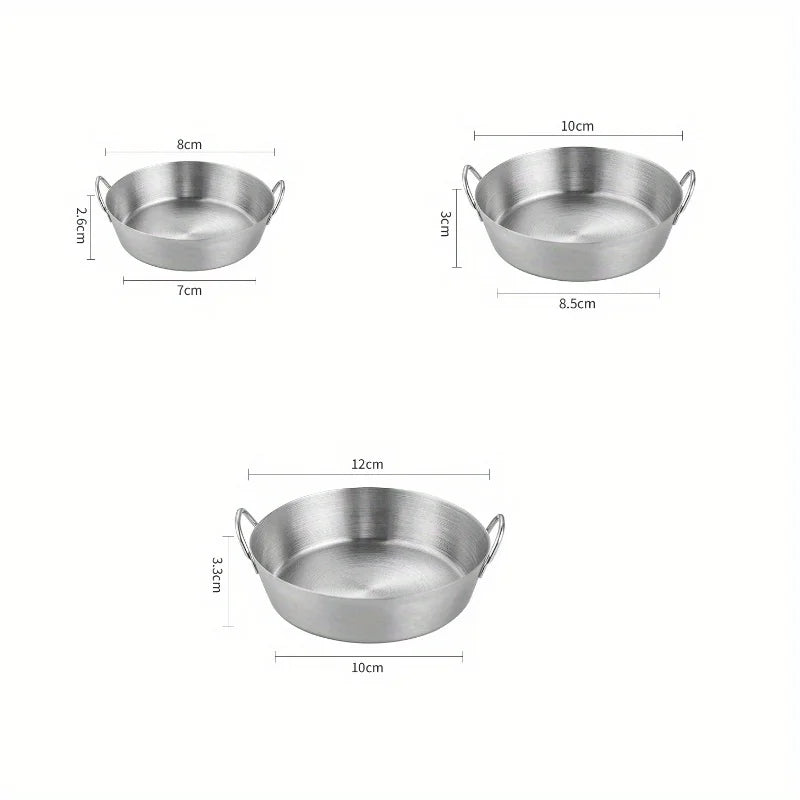 3-Pc 304 Stainless Steel Snack Plate & Sauce Bowl Set Stainless Steel Bowl Set Babs 3pcs set Silvery