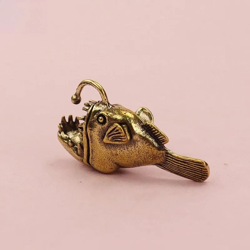 Brass Anglerfish Miniature Figurine – Ocean Sea Animal Decor Miniature Figurine Babs