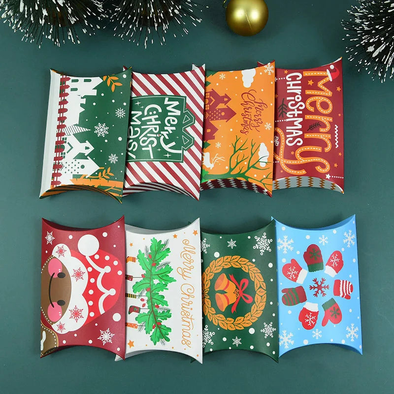 Christmas Pillow Candy Gift Boxes | Kraft Paper, 12 or 24 Pack Holiday Gift Boxes Babs