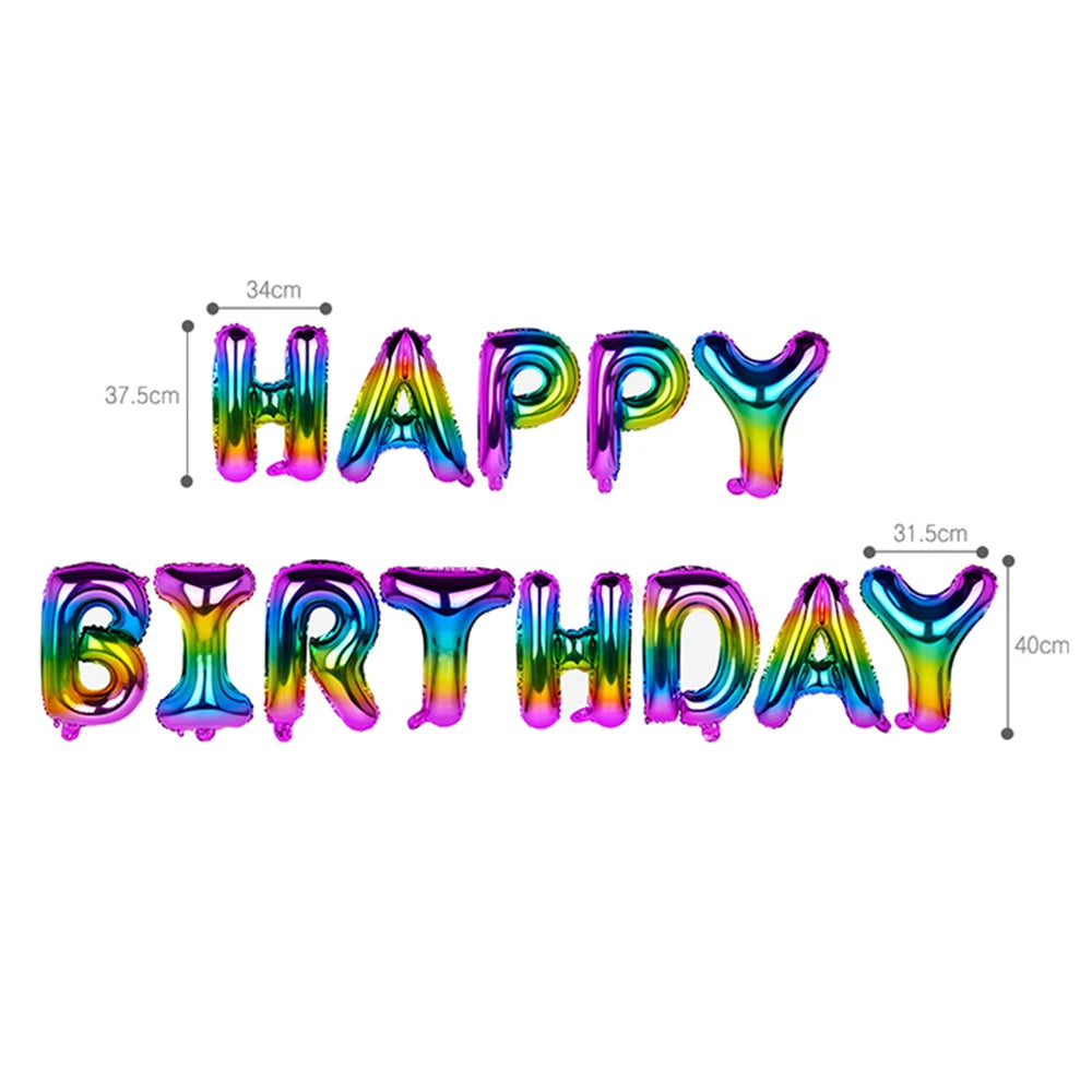 Gradient Rainbow Happy Birthday Foil Letter Balloons Party Decor Foil Letter Balloons Babs Laser As show
