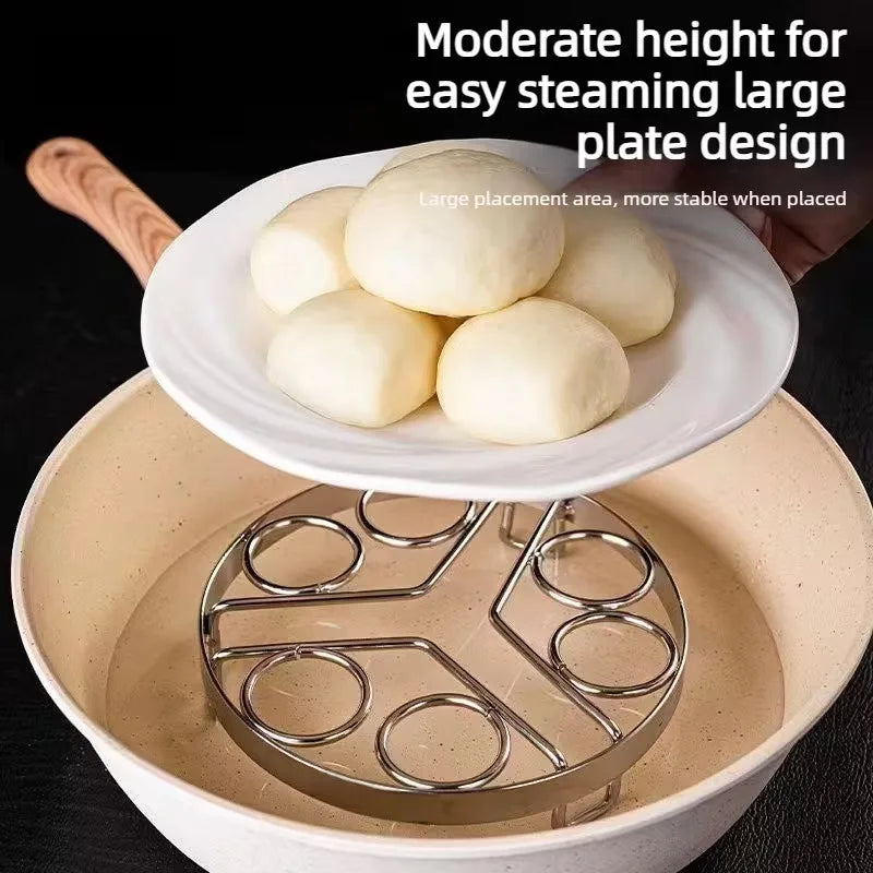Stainless Steel 6-Hole Egg Steamer Rack with Insulating Pad Kitchen Steamer Rack Babs