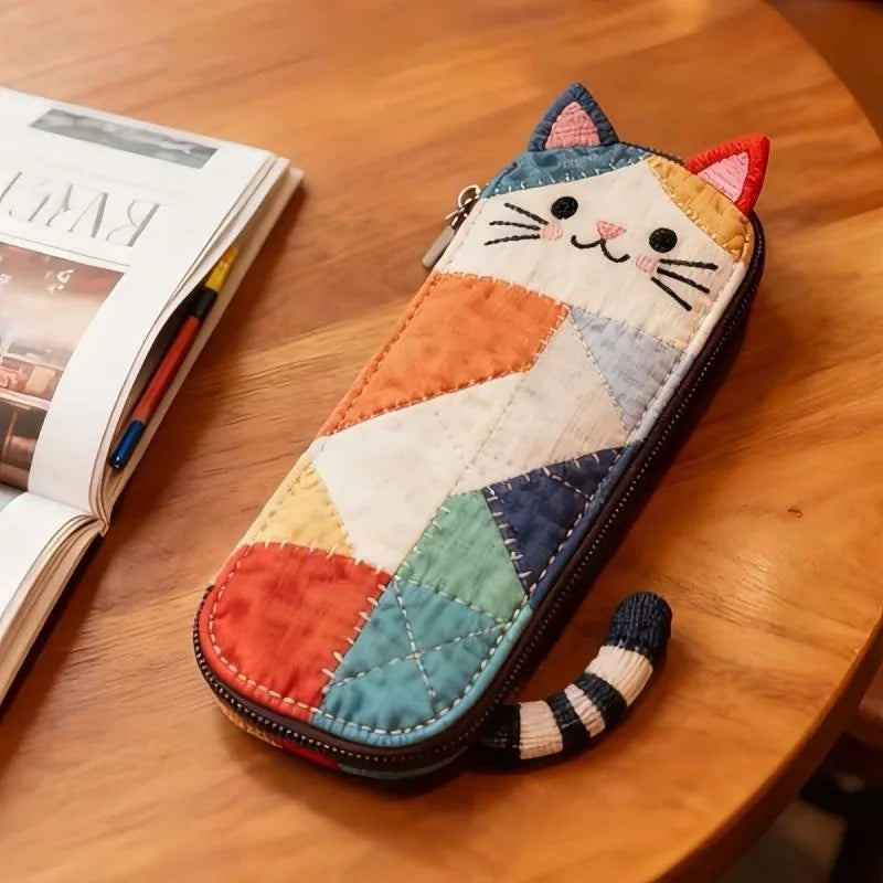 Cute 3D Cat Ear Pencil Case – Cartoon Patchwork Stationery Pouch Pencil Case Babs