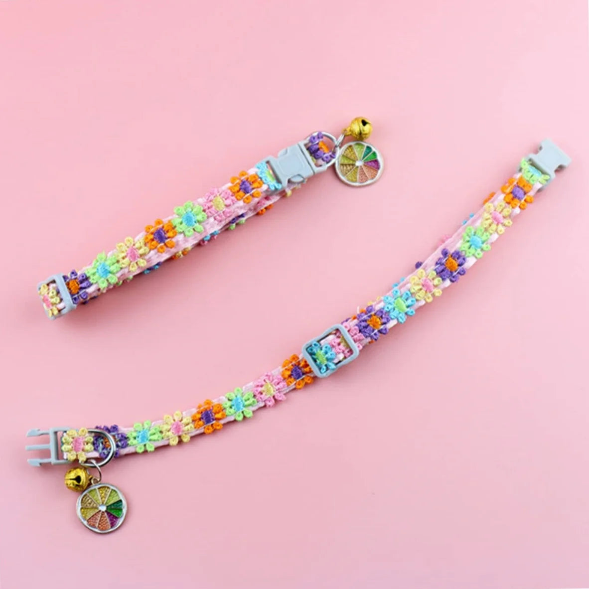 Adjustable Pet Collar with Bell – Colorful Cartoon Footprint Pet Bell Collar Babs