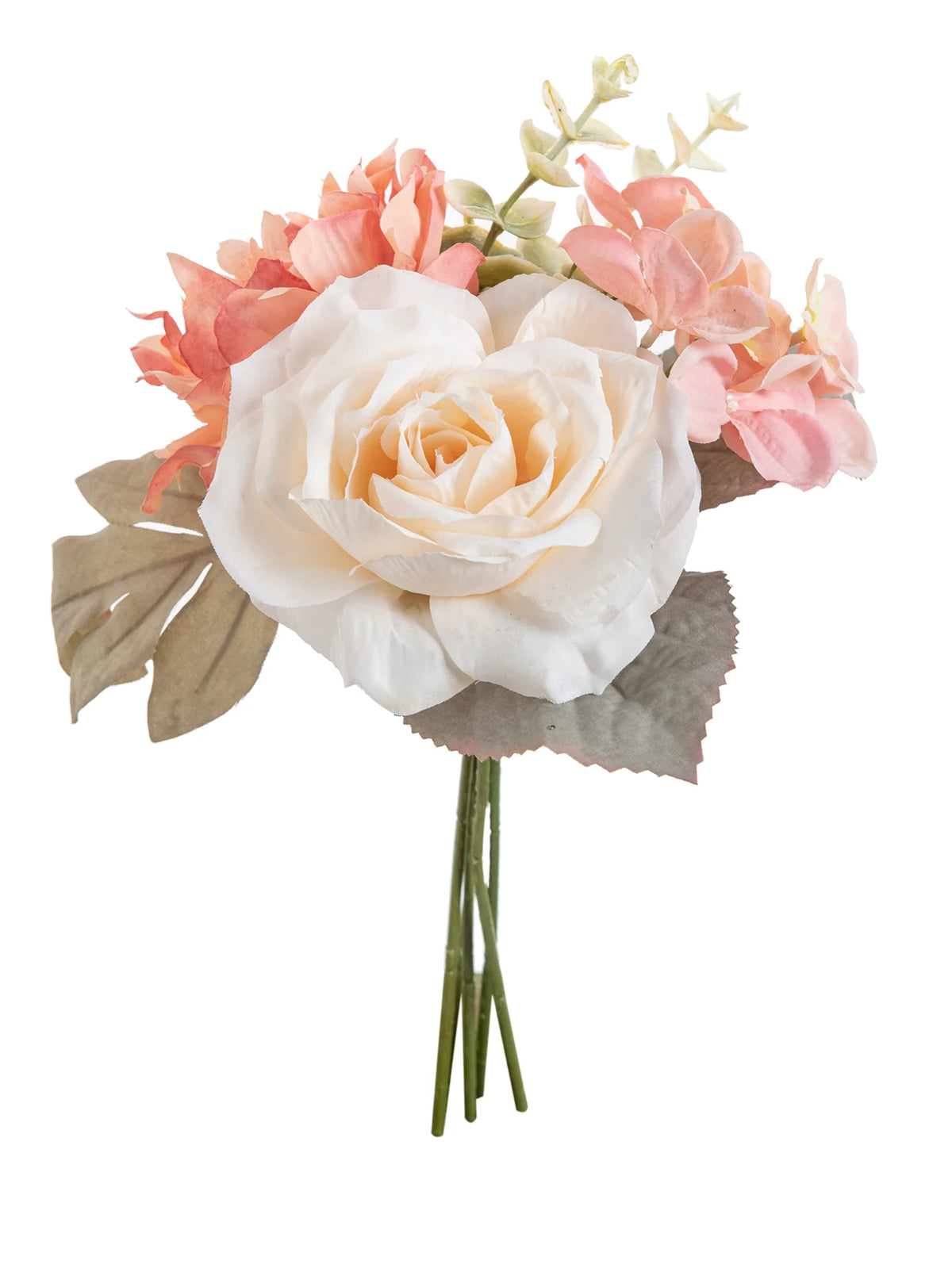 Silk Rose Peony Bridal Bouquet – Artificial Wedding Flowers Artificial Flower Bouquet Babs Orange 1 pc