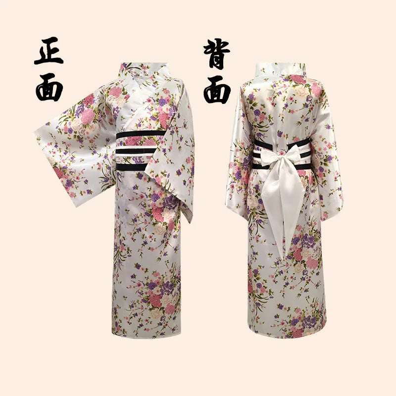 Children's Floral Japanese Kimono Yukata Cosplay Costume Yukata Costume Set Babs G 130cm China Mainland