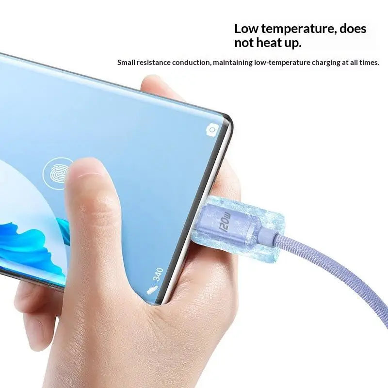 120W USB-C Fast Charging Cable 90° Elbow – 6A Nylon Braided USB-C Charging Cable Babs