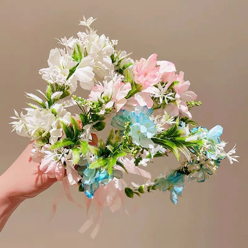 Boho Artificial Flower Crown Wreath Headband – Bridal & Party Flower Crown Headband Babs