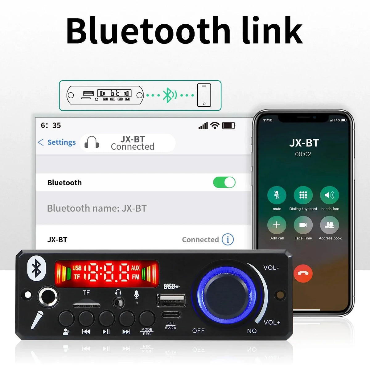 Bluetooth MP3 Decoder Board Amplifier – USB TF FM Car Audio DIY Bluetooth Amplifier Board Babs