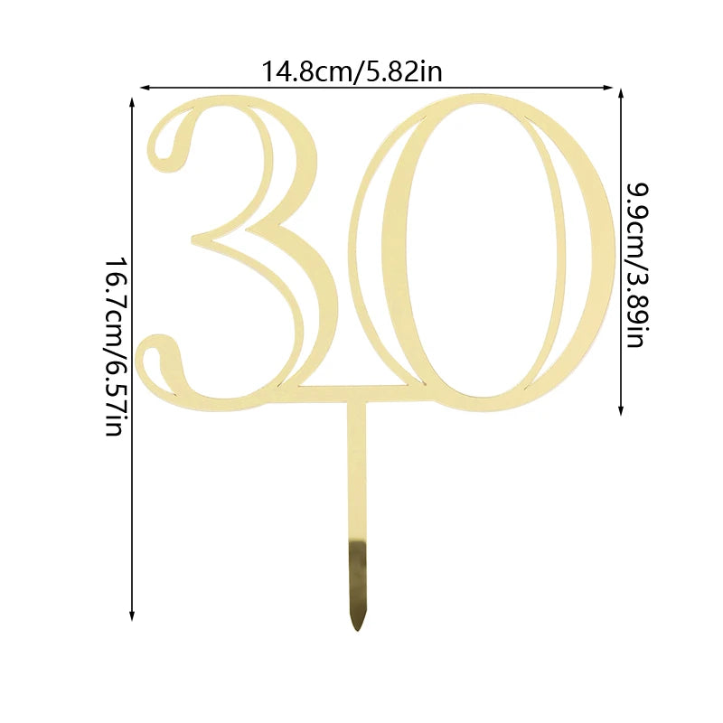 Gold Acrylic Number Cake Topper – Birthday & Anniversary Cake Topper Babs