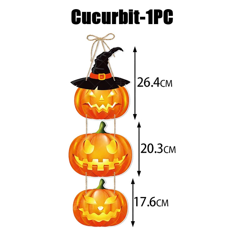 Halloween Pumpkin Door Hanger – Rustic Spooky Wall Plaque Halloween Door Hanger Babs Style E-1PCS
