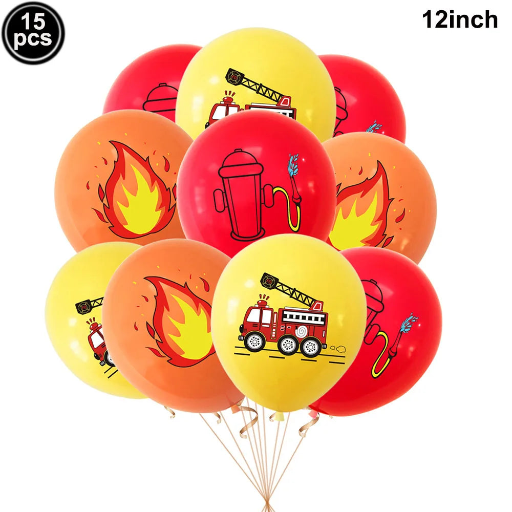 Fire Truck Birthday Party Tableware – Plates, Cups & Napkins Party Tableware Set Babs MULTI