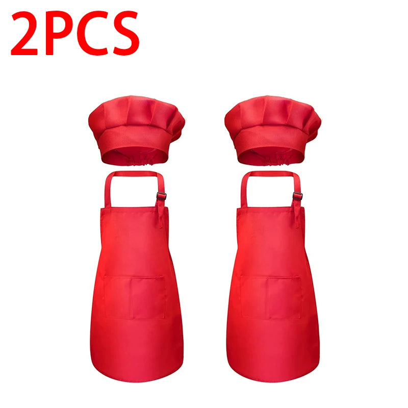 Kids Chef Apron & Hat Set – Kitchen Craft Painting PVC Apron Kids Chef Apron Set Babs 2pcs Red M