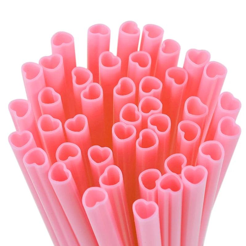 Pink Heart Disposable Straws – Bridal Shower & Party Supplies Disposable Party Straws Babs Pink 20pcs