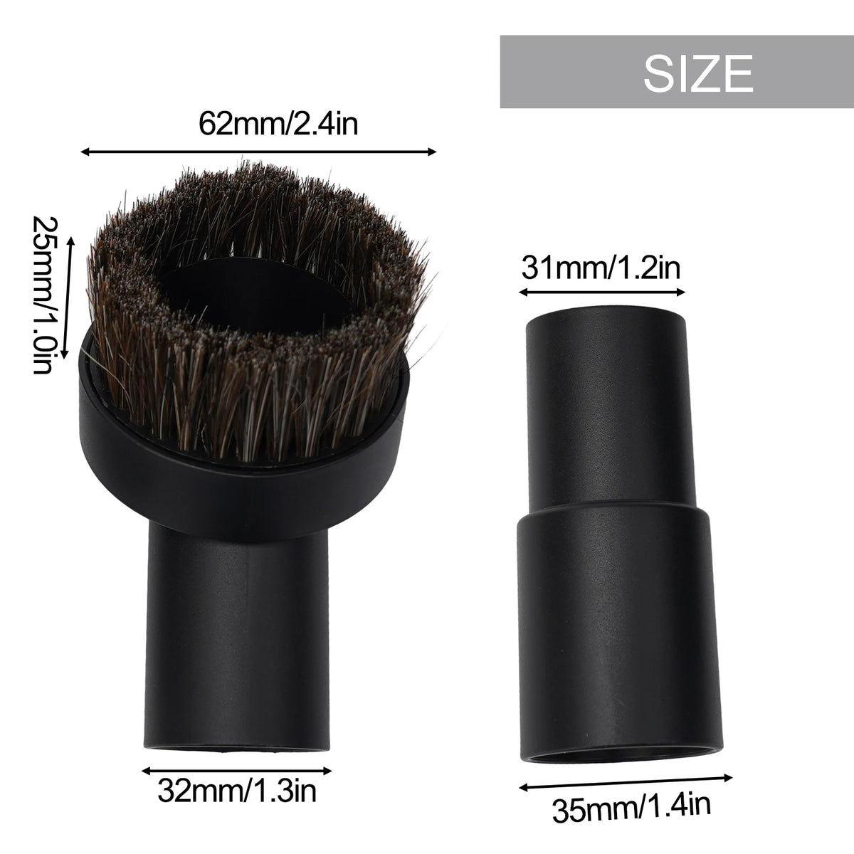 Horsehair Vacuum Brush & 32mm to 35mm Adapter Set | LEENKEA Vacuum Brush Adapter Babs