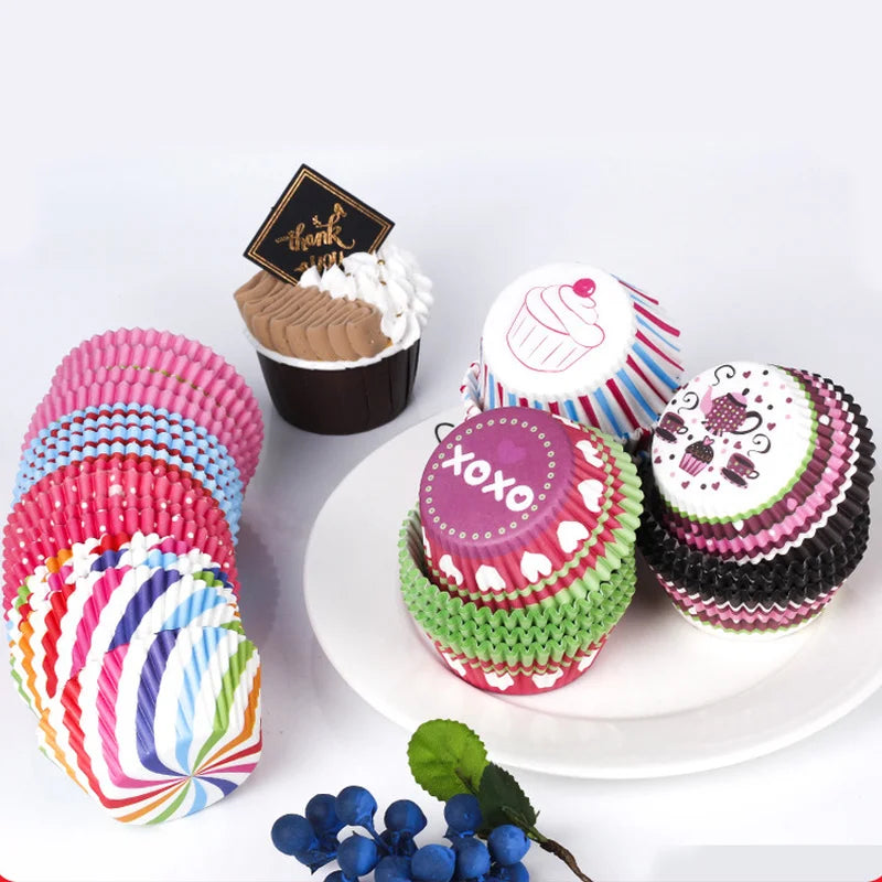 100 Pcs Multicolor Cupcake Liners – Greaseproof Muffin Paper Cups Cupcake Liners Babs