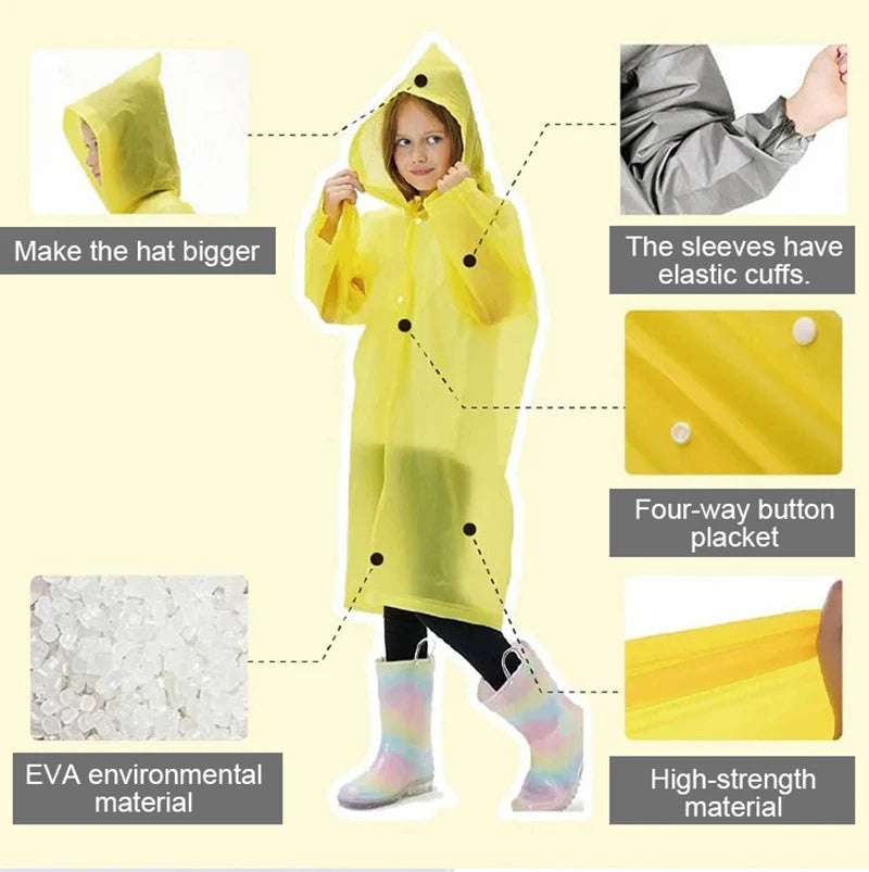 Kids Waterproof Raincoat Poncho – Boys & Girls Ages 7–11 Kids Raincoat Poncho Babs