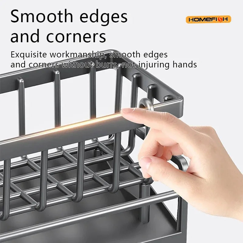 Kitchen Sponge Rack & Countertop Organizer – Drainage Design Kitchen Sink Organizer Babs