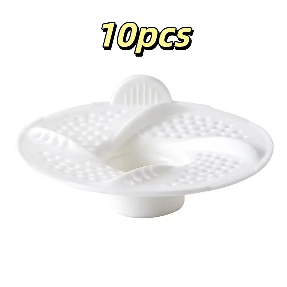 10-Pack Vortex Drain Hair Catcher Strainer – Sink & Bathroom Drain Hair Strainer Babs White