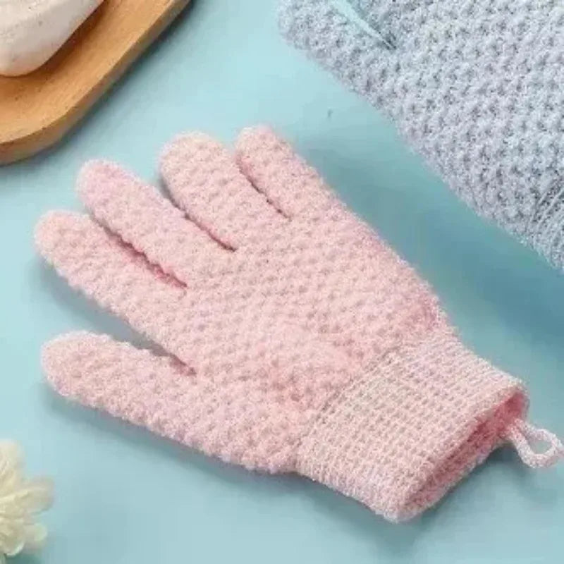 Five Finger Exfoliating Bath Gloves – Nylon Shower Scrubber Bath Scrub Gloves Babs