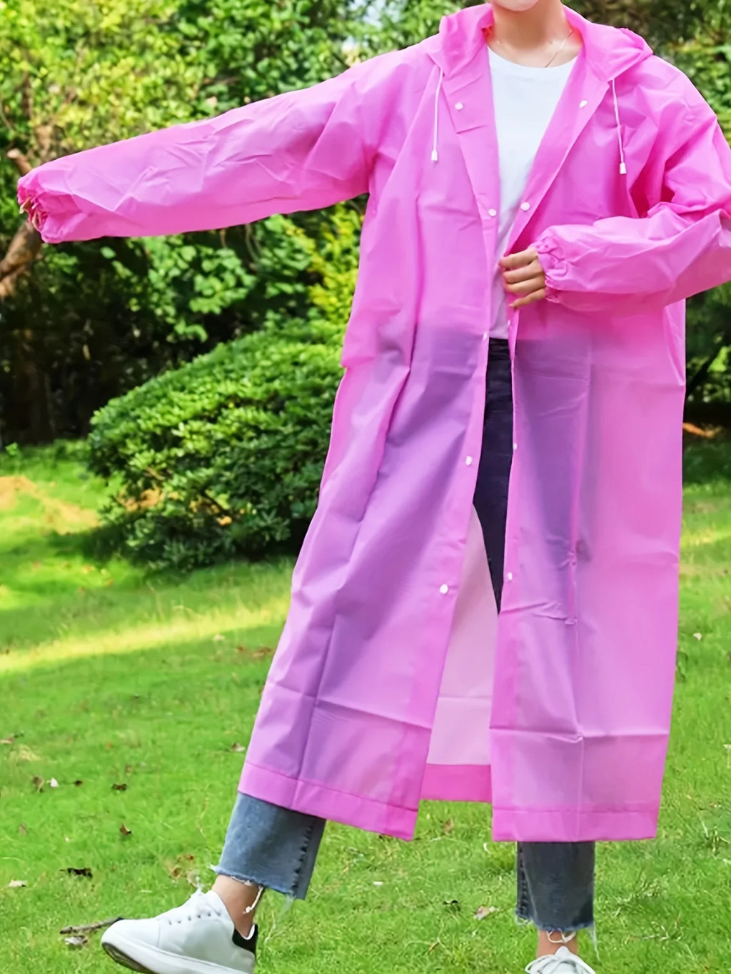 Pink Adult Raincoat – Windproof Waterproof Portable Rain Cape Waterproof Rain Cape Babs