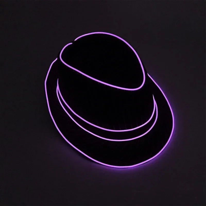 LED Flashing Jazz Cap Glow Hat – Unisex Party Costume Set LED Costume Hat Babs purple hat