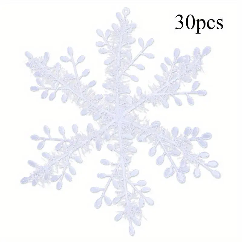 30pcs White Christmas Snowflake Tree Decorations Set Christmas Ornament Set Babs 30pcs