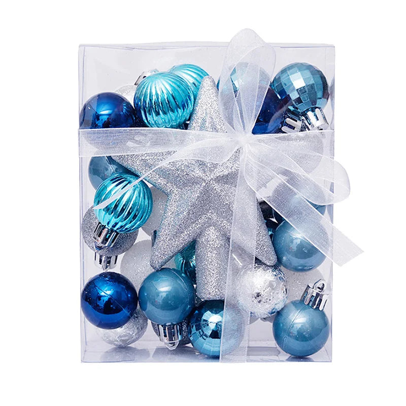 30-Piece Christmas Bauble Ball Set – Tree Ornaments & Star Topper Christmas Tree Ornaments Babs blue Other