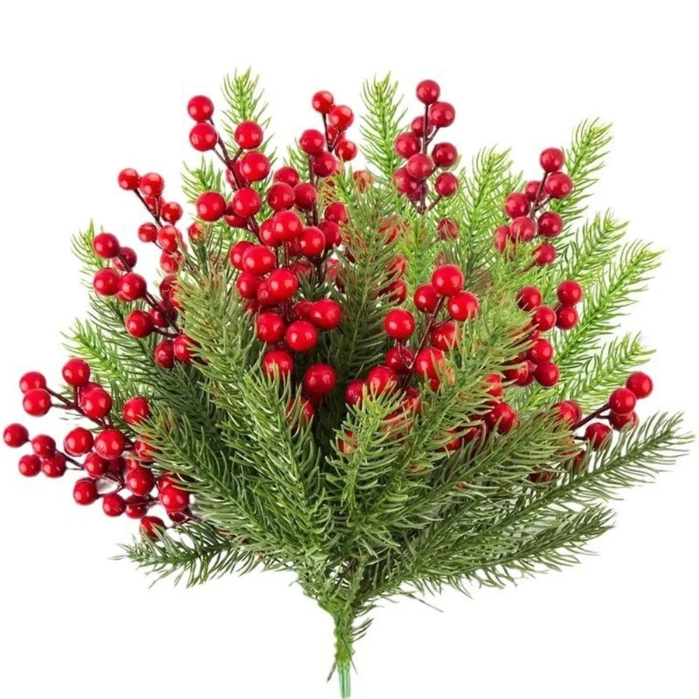 10Pcs Artificial Red Berry Holly Pine Branches – Christmas Decor Christmas Branch Decor Babs