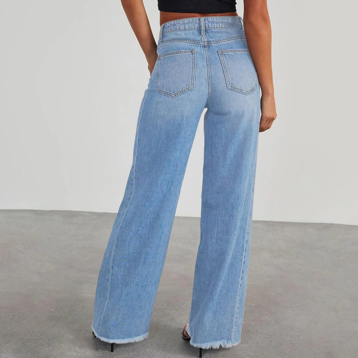 Women's Retro High Waist Straight Leg Distressed Jeans Women's Denim Jeans Babs