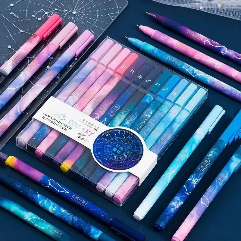 12pc Constellation Gel Pen Set – 0.5mm Kawaii Black Ink Pens Gel Pen Set Babs