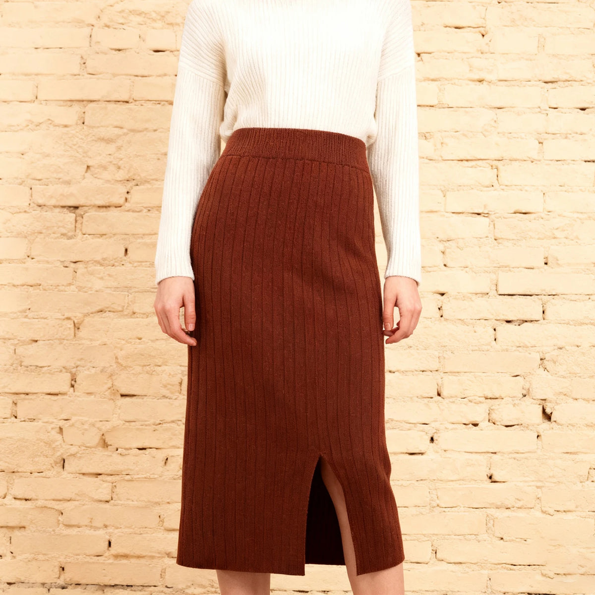 Women's Thickened Knit High Waist Pencil Skirt – Autumn Winter Knit Pencil Skirt Babs Red One Size