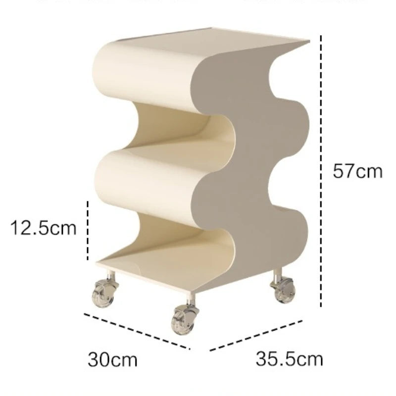 Movable Coffee Table with Storage & Rollers – Modern Side Table Rolling Side Table Babs Off-white